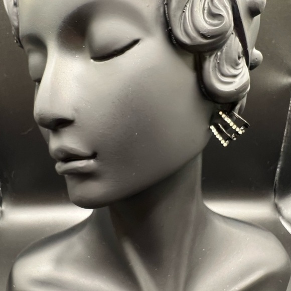 Black Gmai Needle Claw Earrings with Cubic Zirconia - Picture 1 of 9